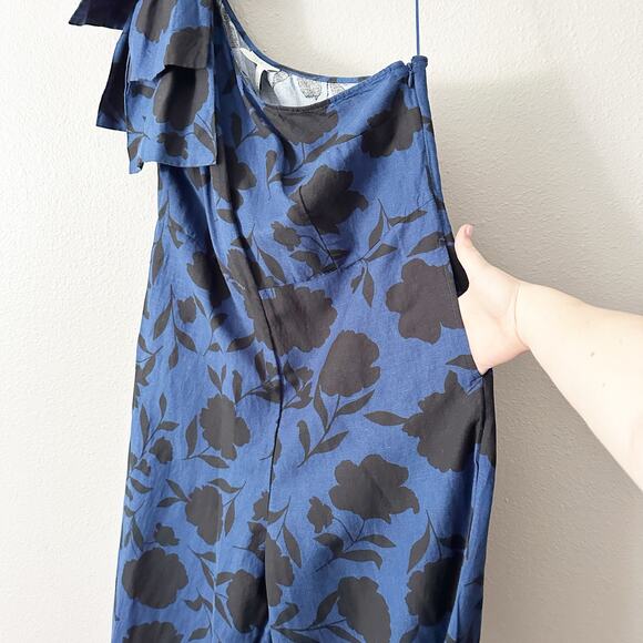 Kate Spade New York X Target One Shoulder Blue Black Jumpsuit Women's Size 16‎ - Picture 8 of 15